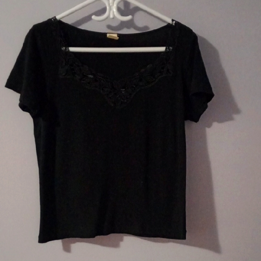 Elegant Black Lace Trim Top